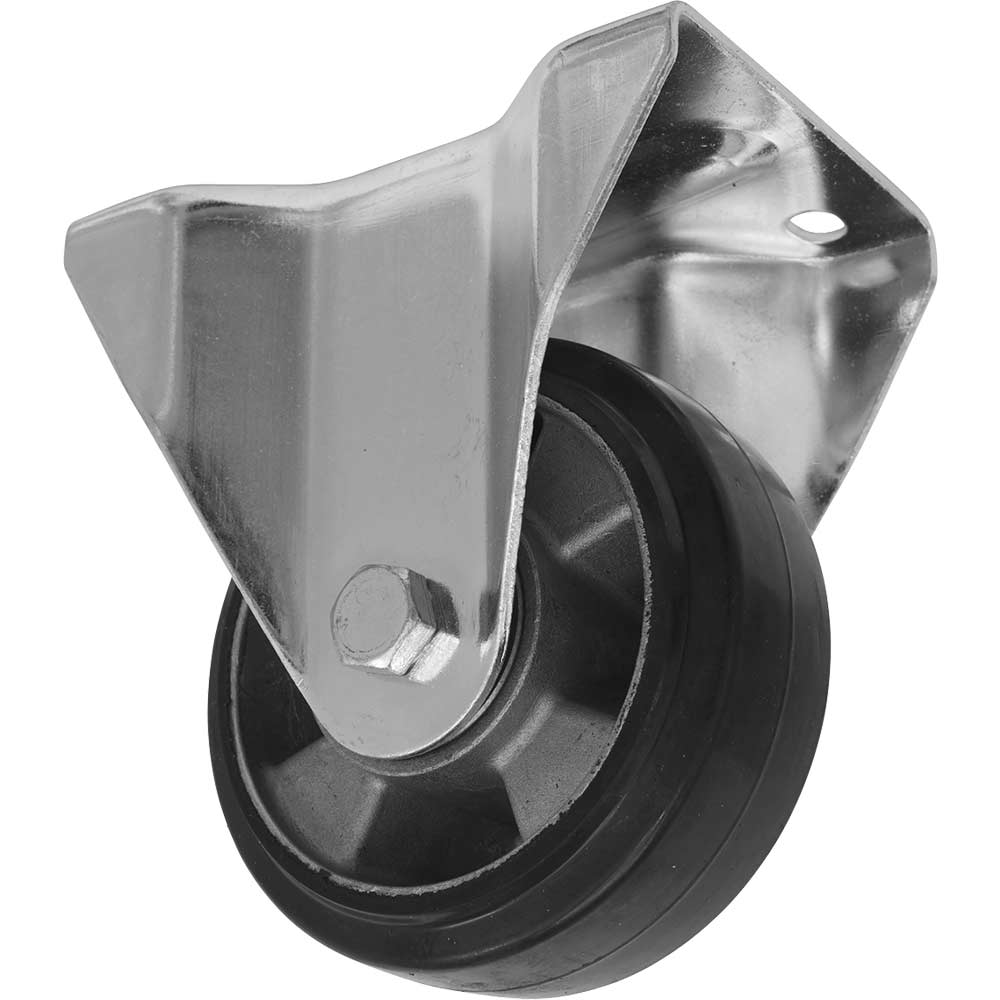Image of Sealey Heavy Duty Rubber Fixed Plate Castor Wheel 125mm
