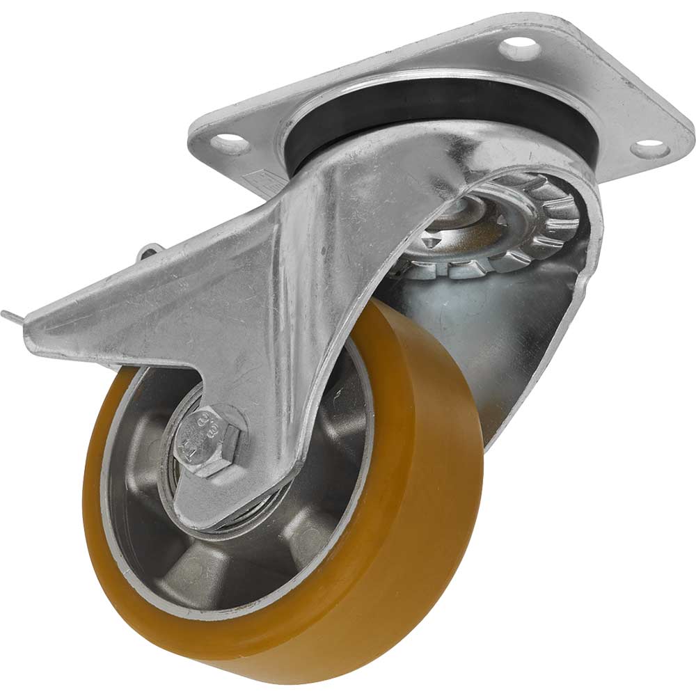 Image of Sealey Swivel Plate Total Lock Castor Polyurethane 125mm