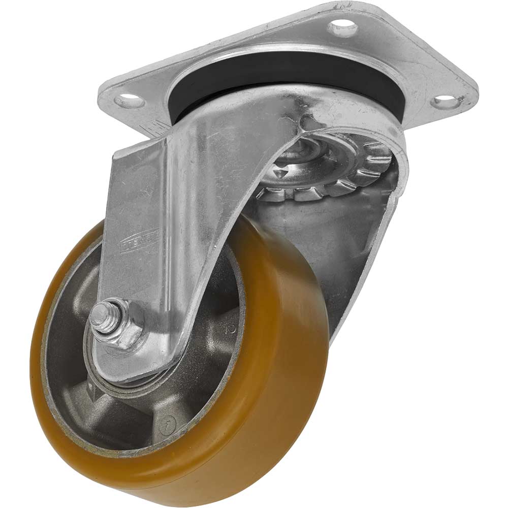 Sealey Swivel Plate Castor Polyurethane 125mm