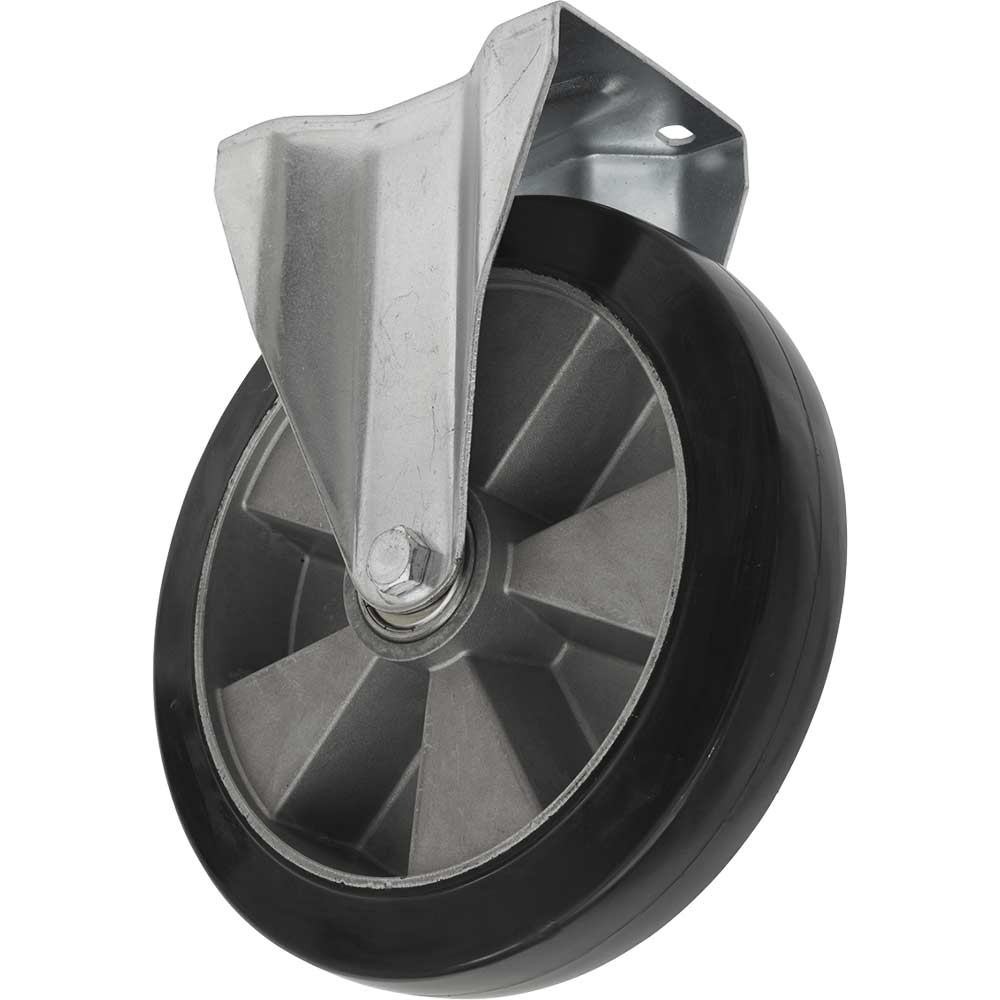 Image of Sealey Heavy Duty Rubber Fixed Plate Castor Wheel