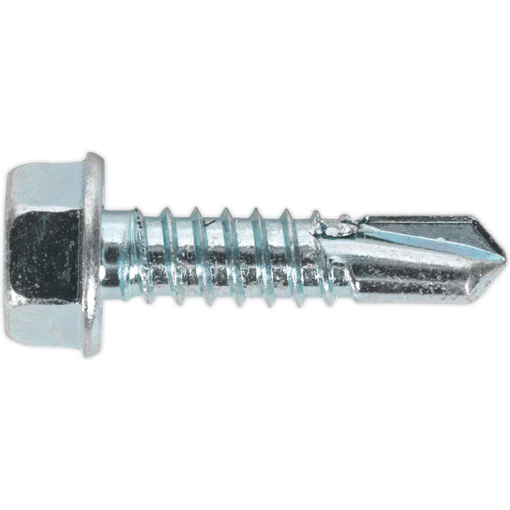 Sealey Hex Head Zinc Plated Din 7504K Self Drilling Screws 6.3mm 25mm Pack of 100 in UK Specification