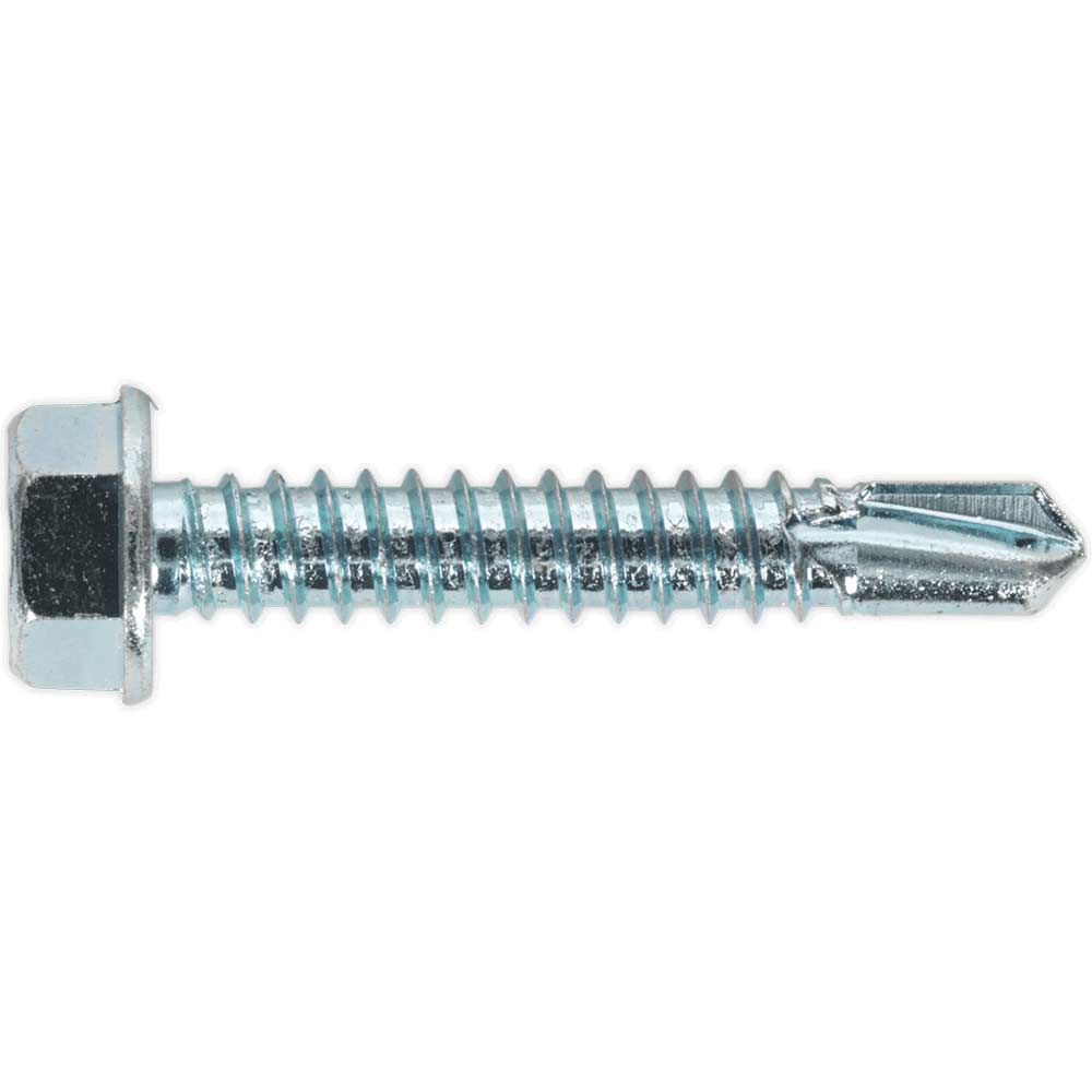 Sealey Hex Head Zinc Plated Din 7504K Self Drilling Screws 6.3mm 38mm Pack of 100 in UK Specification