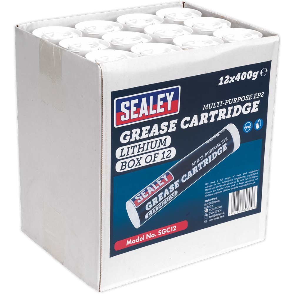 Sealey SGC12 Lithium Grease Cartridges Pack of 12