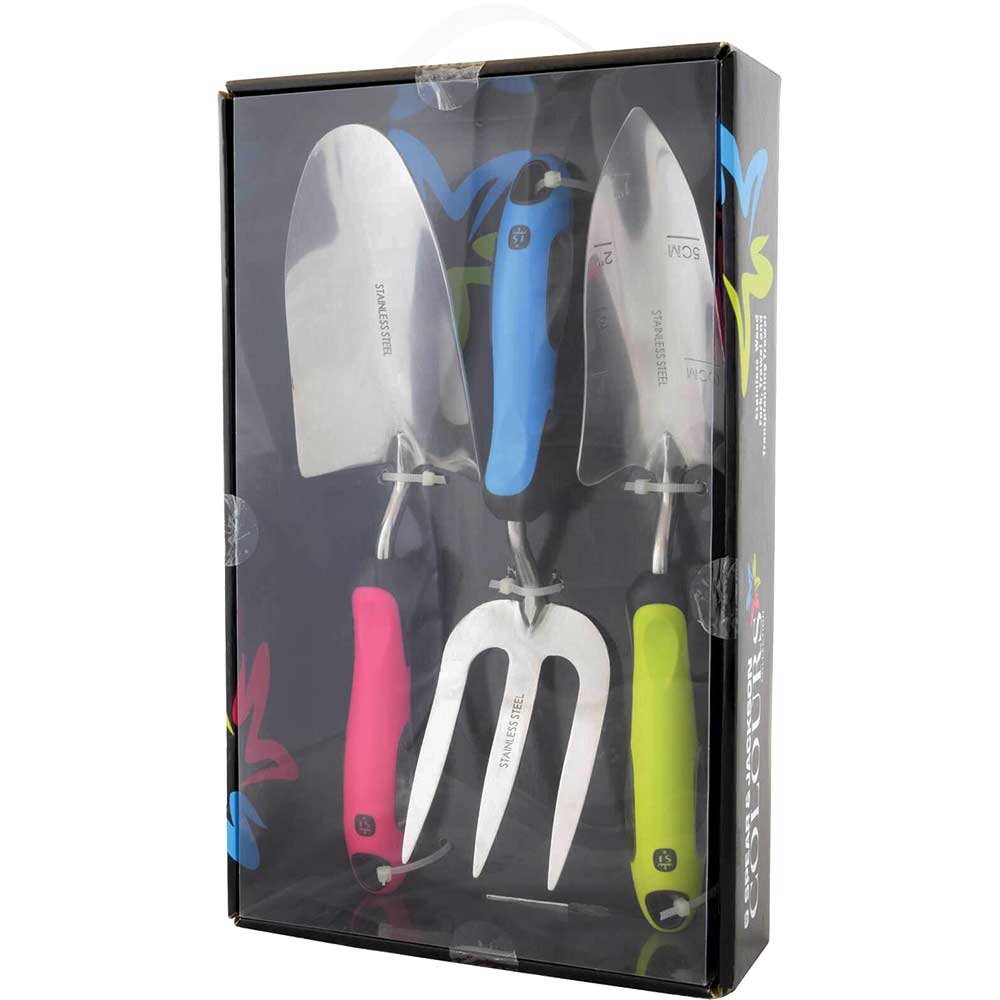 Image of Spear and Jackson Colours 3 Piece Stainless Steel Garden Tool Set