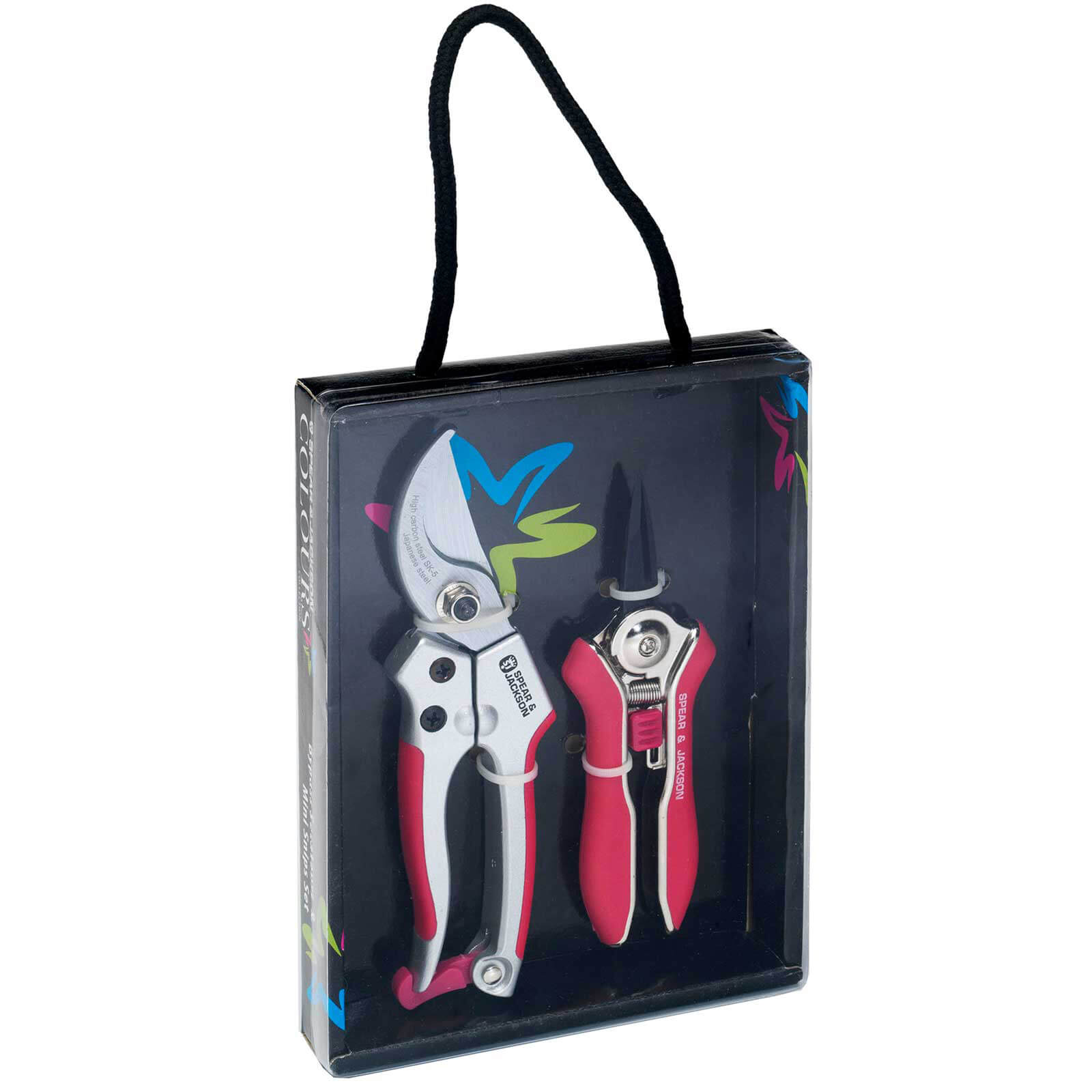 Image of Spear and Jackson Colours Pink Bypass Secateurs and Mini Snips Set