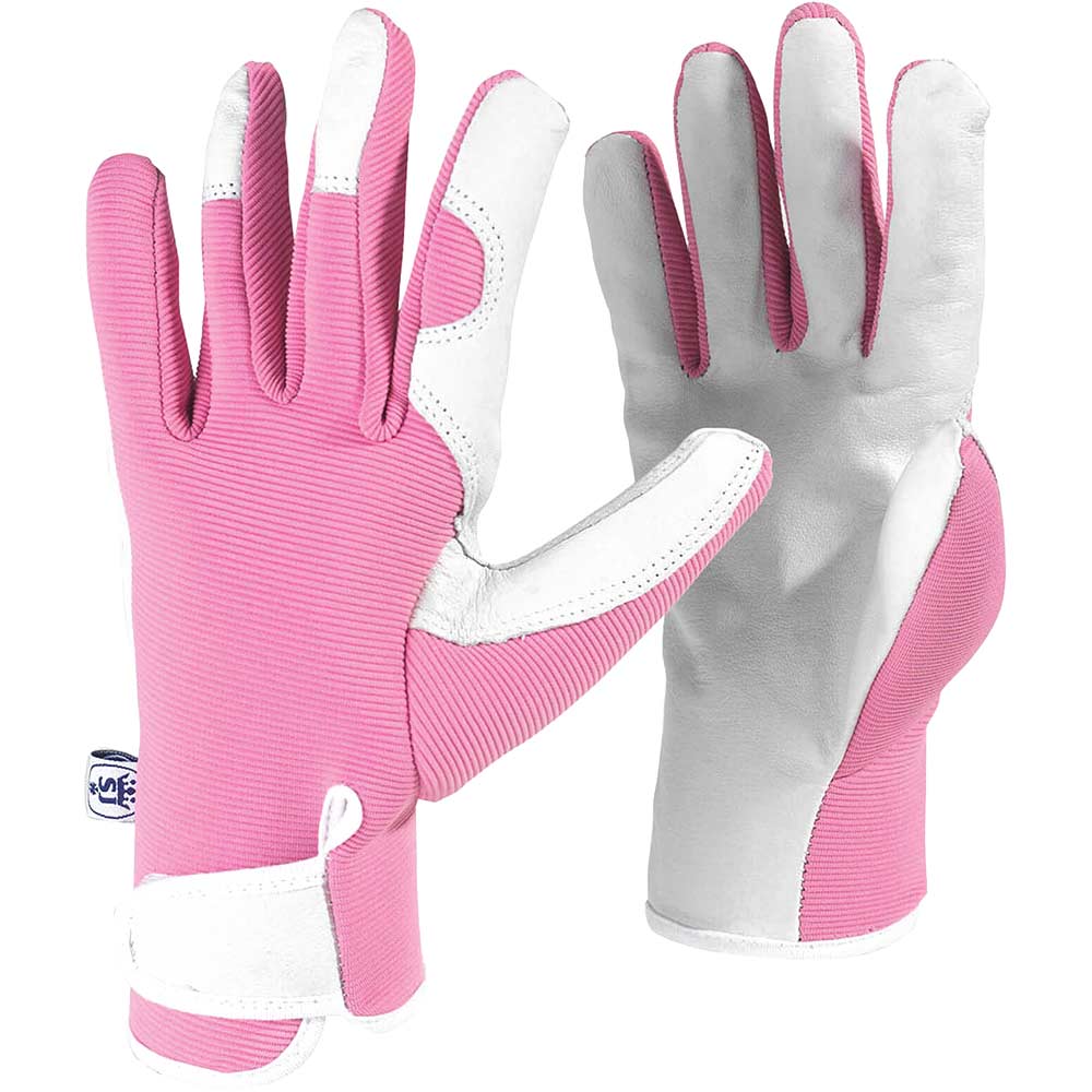 Kew Gardens Leather Palm Gardening Gloves Pink S