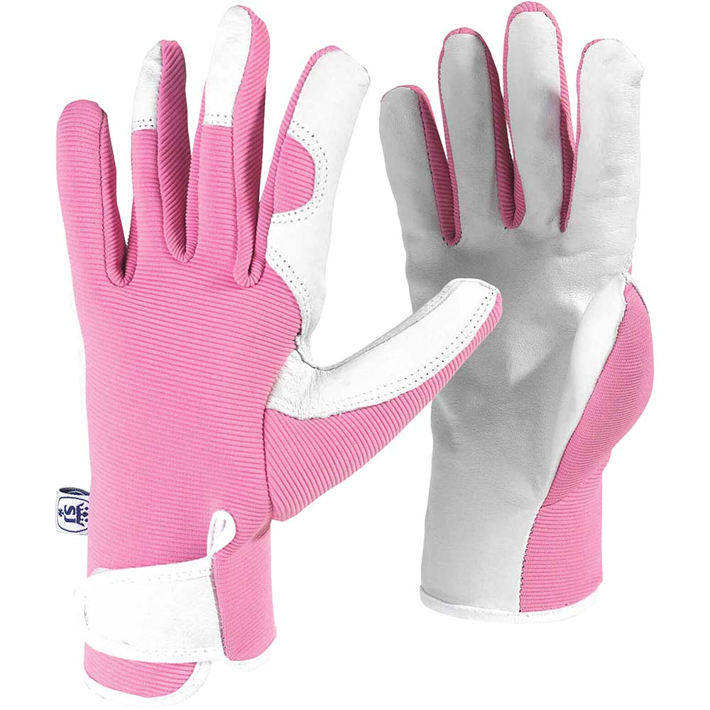 Image of Kew Gardens Leather Palm Gardening Gloves Pink S