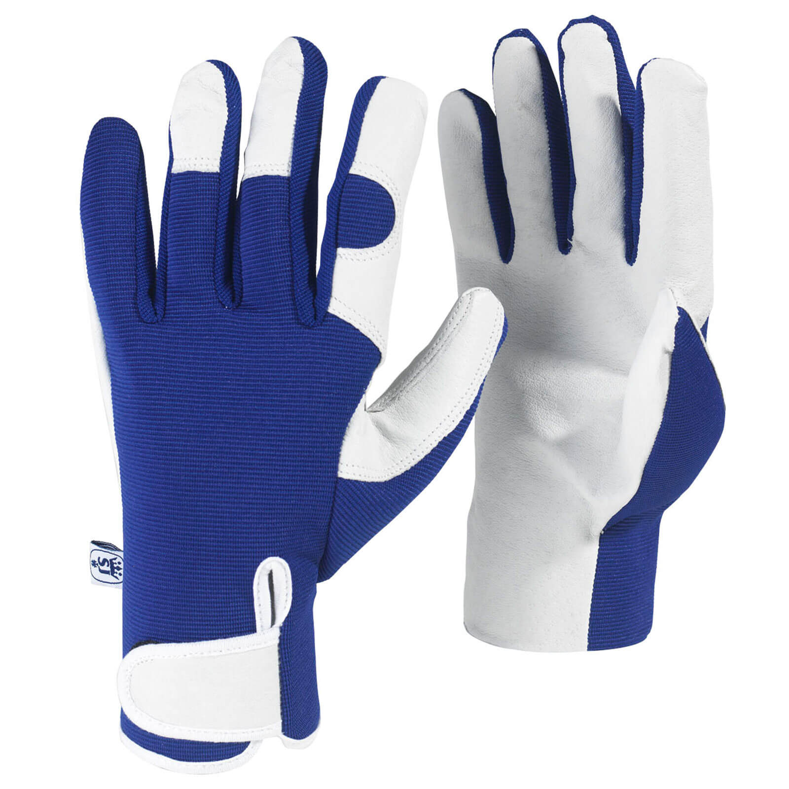 Image of Kew Gardens Leather Palm Gardening Gloves Blue M