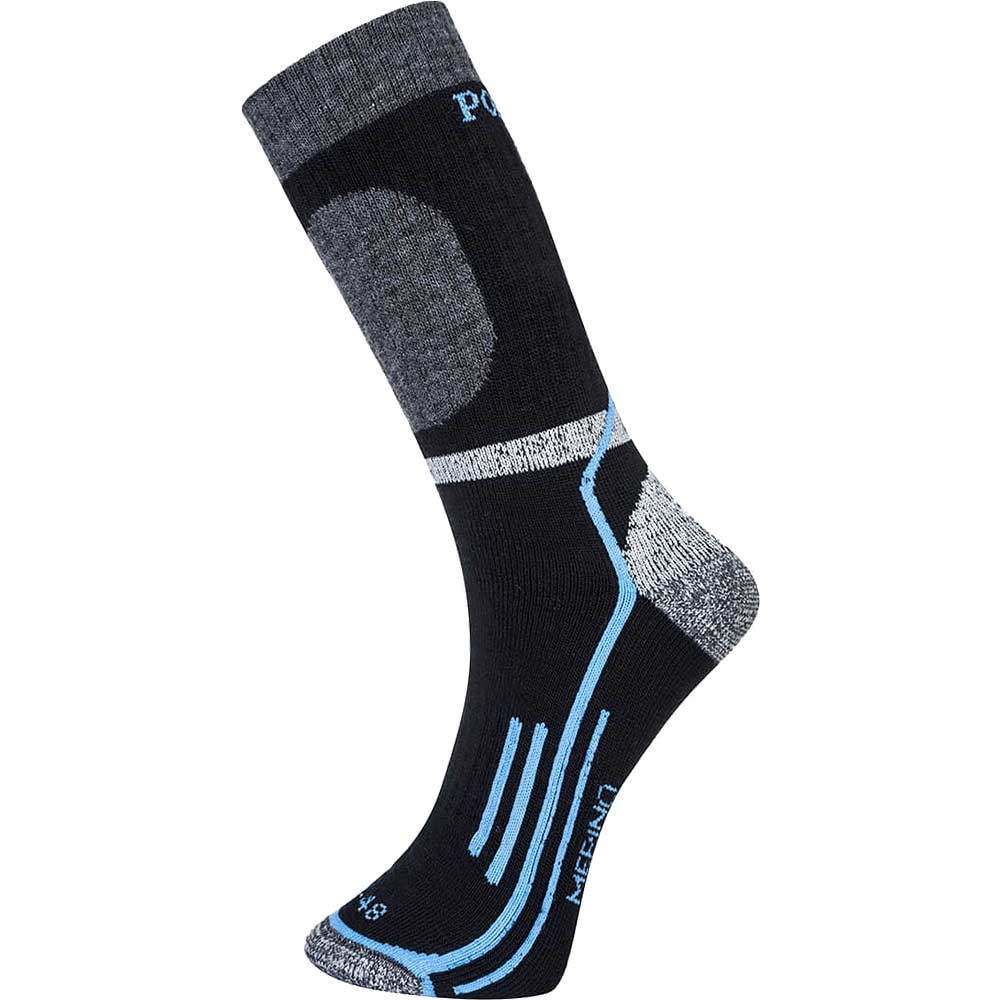 Portwest Merino Wool Winter Socks Black 6 - 9 Pack of 1