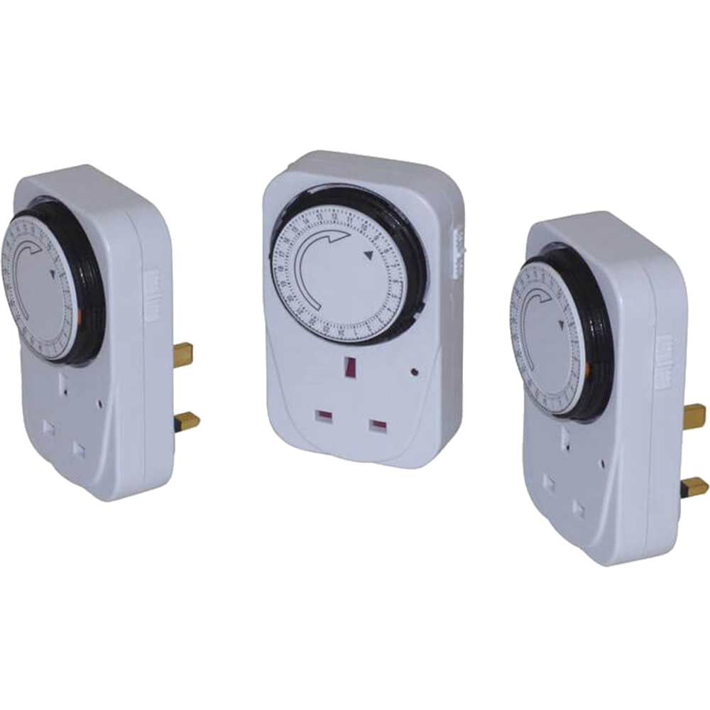 Image of SMJ Basix 24 Hour Mechanical Plug In Timer Pack of 3