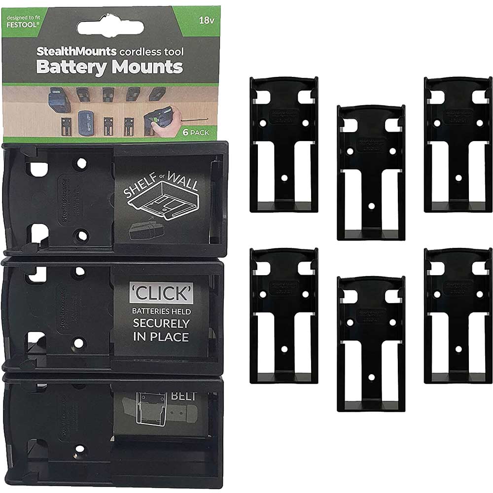 Image of Stealth Mounts 6 Pack Battery Mounts For Festool 18V Batteries Black