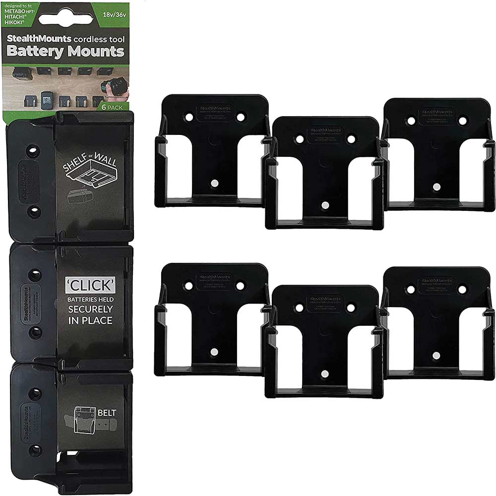 Image of Stealth Mounts 6 Pack Battery Mounts For Metabo 18V Batteries Black