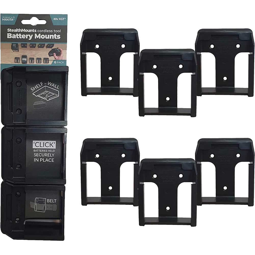 Image of Stealth Mounts 6 Pack Battery Mounts For Makita 40V XGT Batteries Black