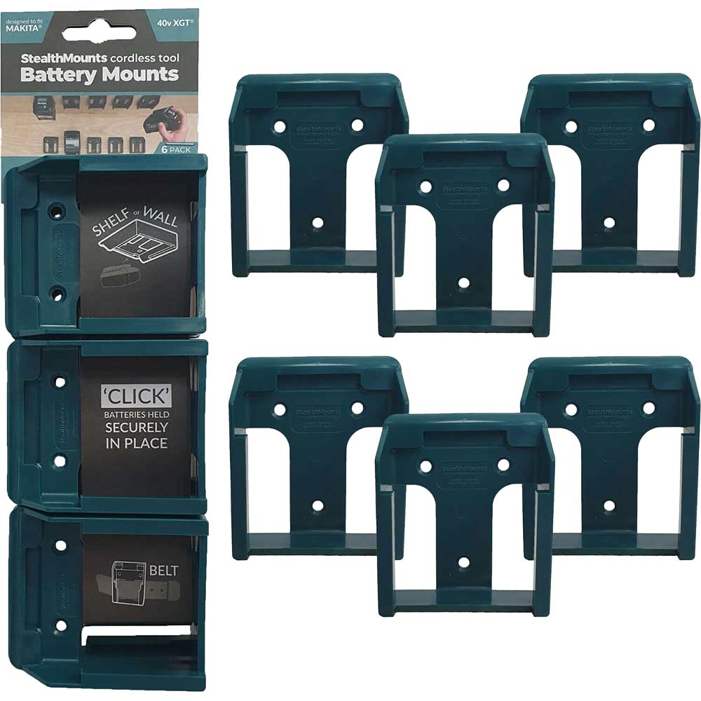 Image of Stealth Mounts 6 Pack Battery Mounts For Makita 40V XGT Batteries Blue