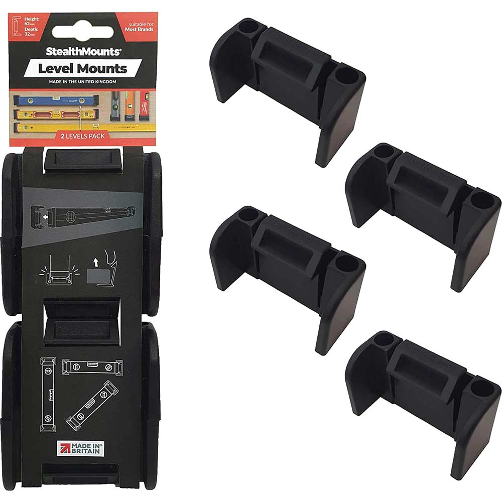 Image of Stealth Mounts 2 Pack Spirit Level Mount Pack Black