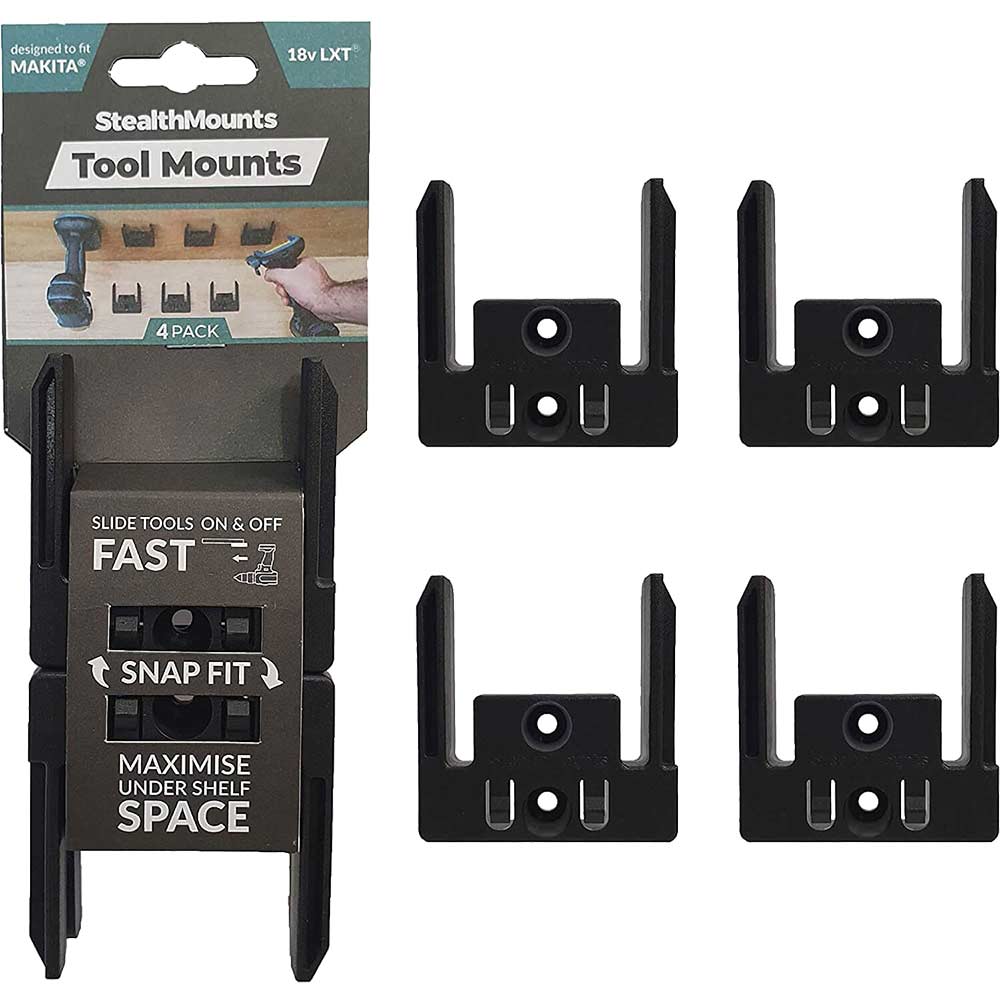 Image of Stealth Mounts 4 Pack Tool Mounts For Makita 18V LXT Tools Black