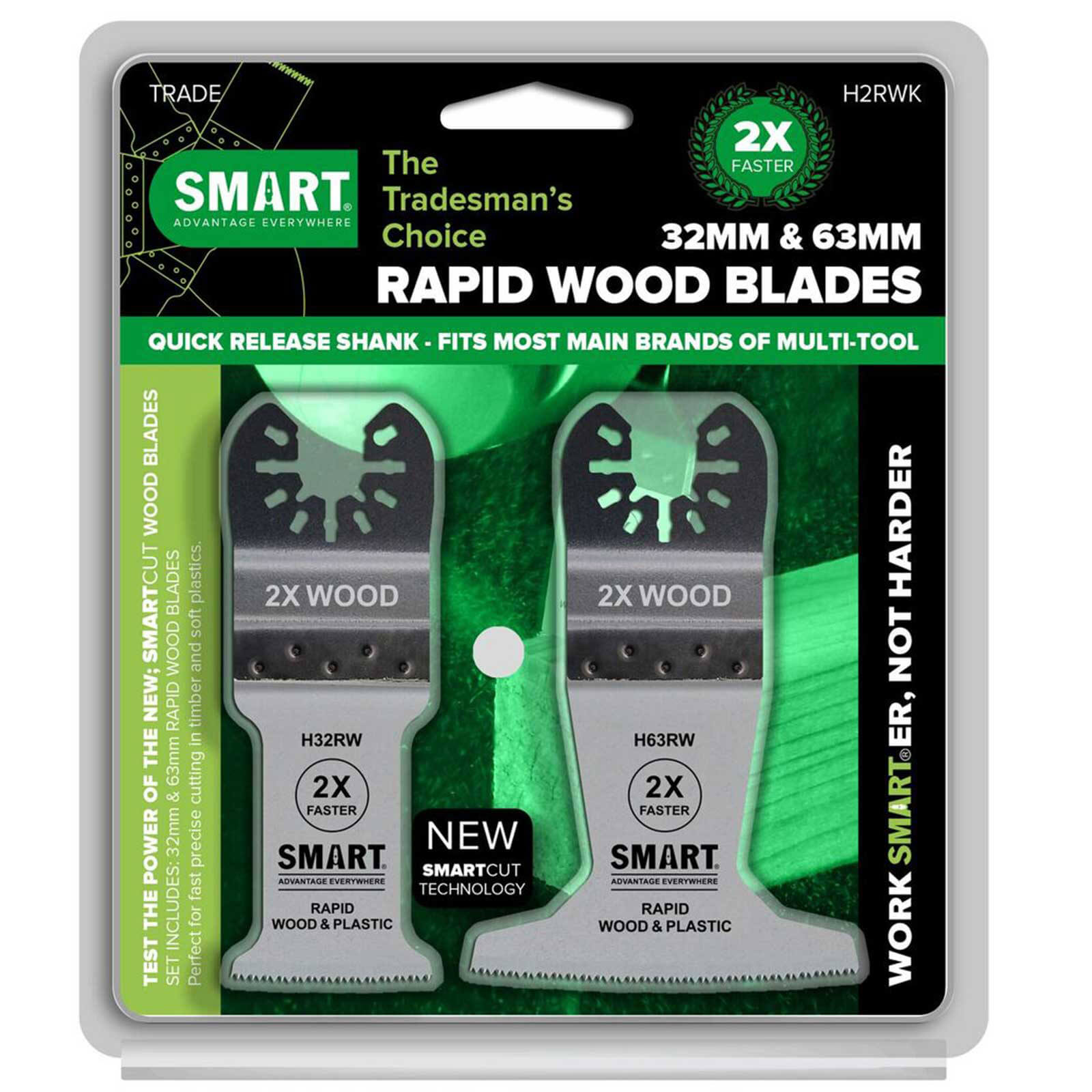 Image of Smart 2 Piece Rapid Wood Blade Oscillating Multi Tool Blade Set