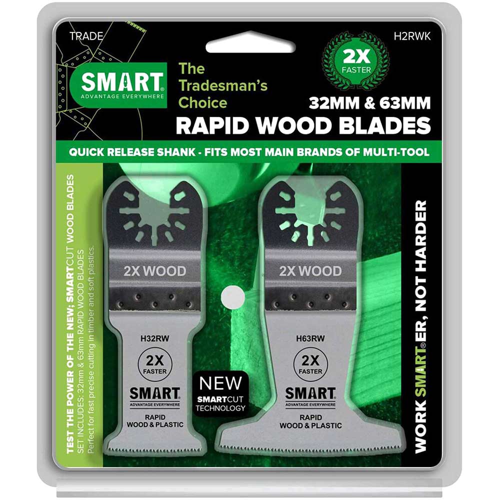 Image of Smart 2 Piece Rapid Wood Blade Oscillating Multi Tool Blade Set