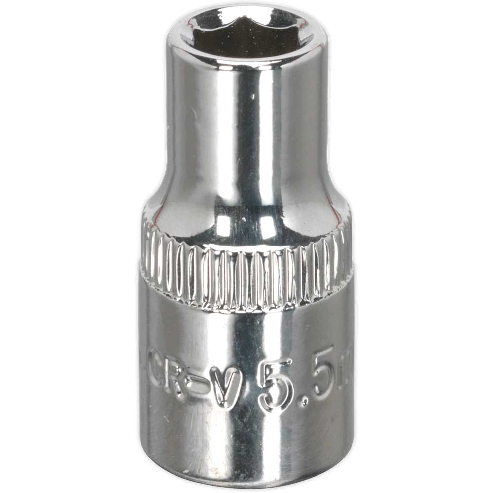 Sealey 1/4" Drive Hexagon WallDrive Socket Metric 1/4" 5.5mm in UK Specification