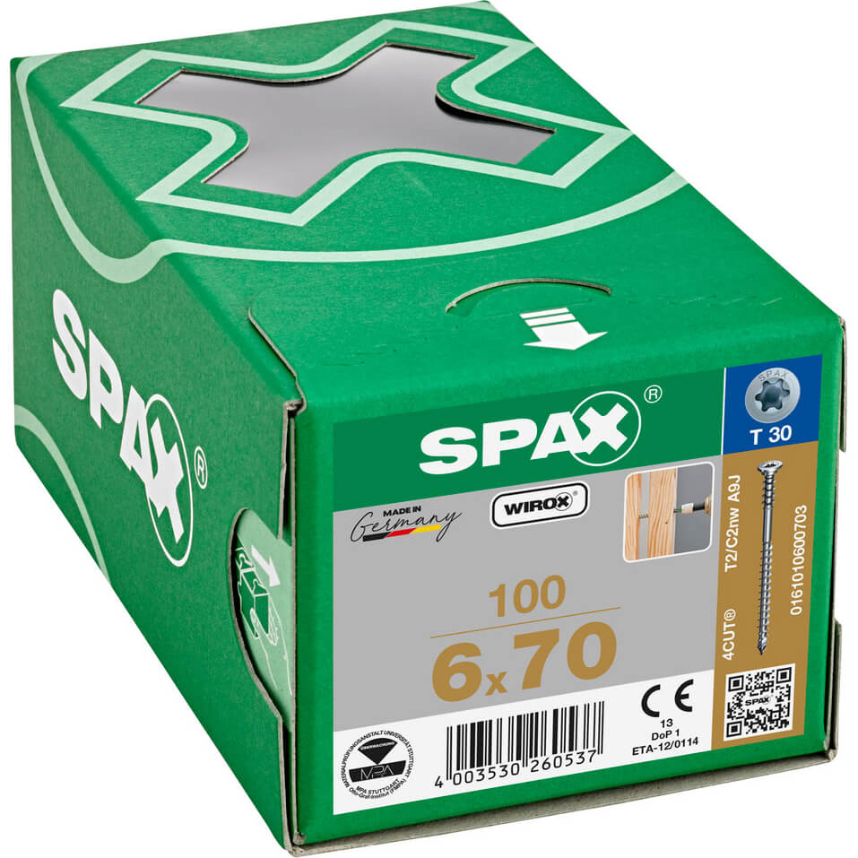Image of Spax Wirox T Star Plus Flat Frame Adjusting Wood Screws 6mm 70mm Pack of 100