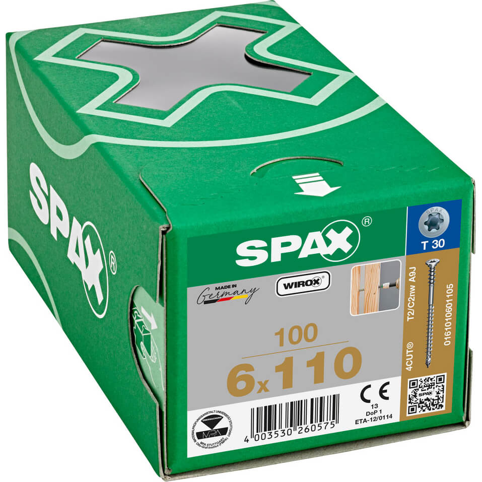 Image of Spax Wirox T Star Plus Flat Frame Adjusting Wood Screws 6mm 110mm Pack of 100