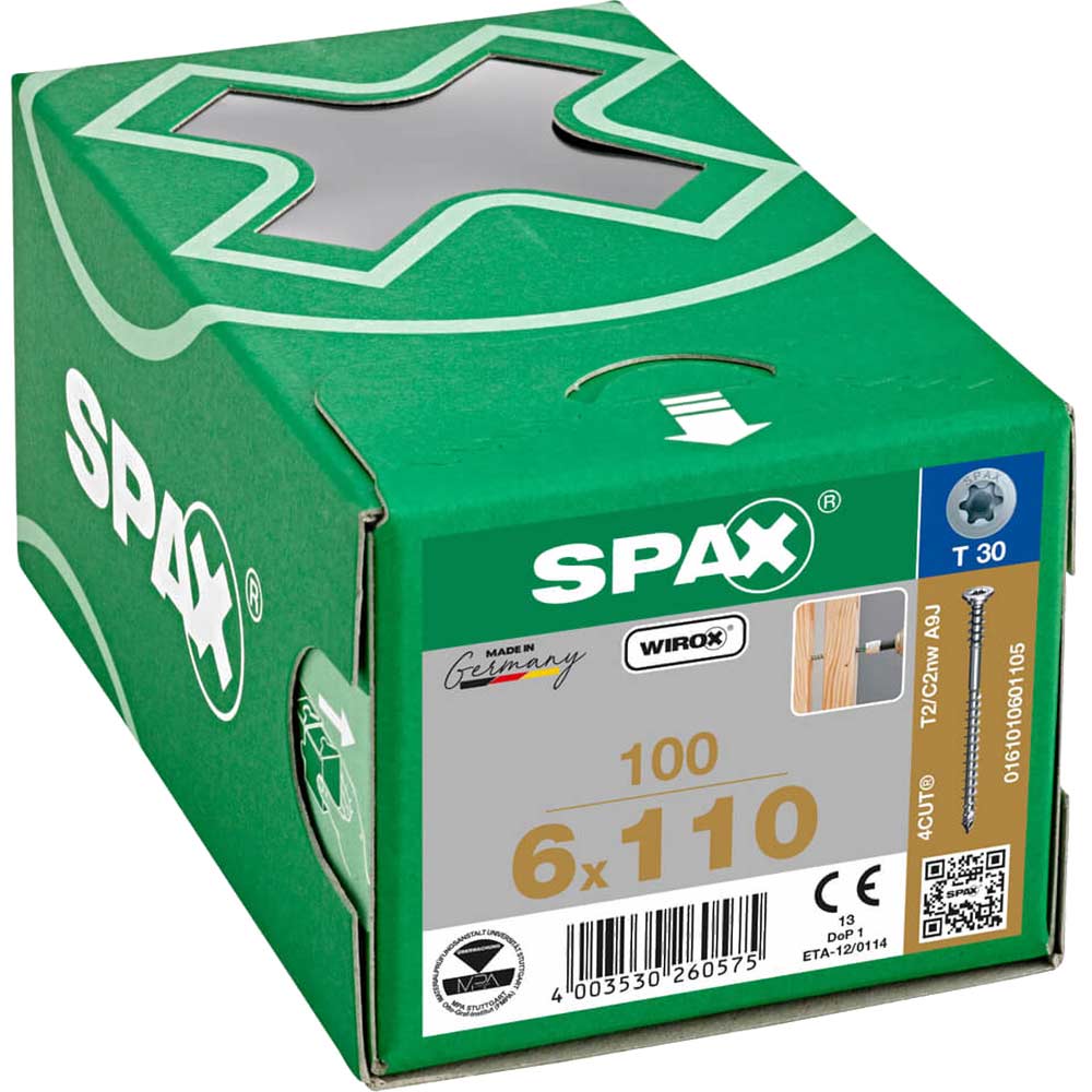 Image of Spax Wirox T Star Plus Flat Frame Adjusting Wood Screws 6mm 110mm Pack of 100