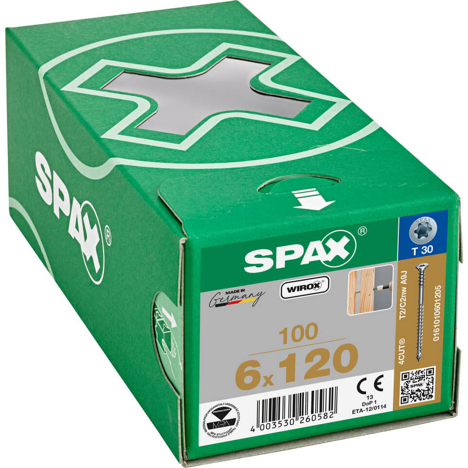 Image of Spax Wirox T Star Plus Flat Frame Adjusting Wood Screws 6mm 120mm Pack of 100