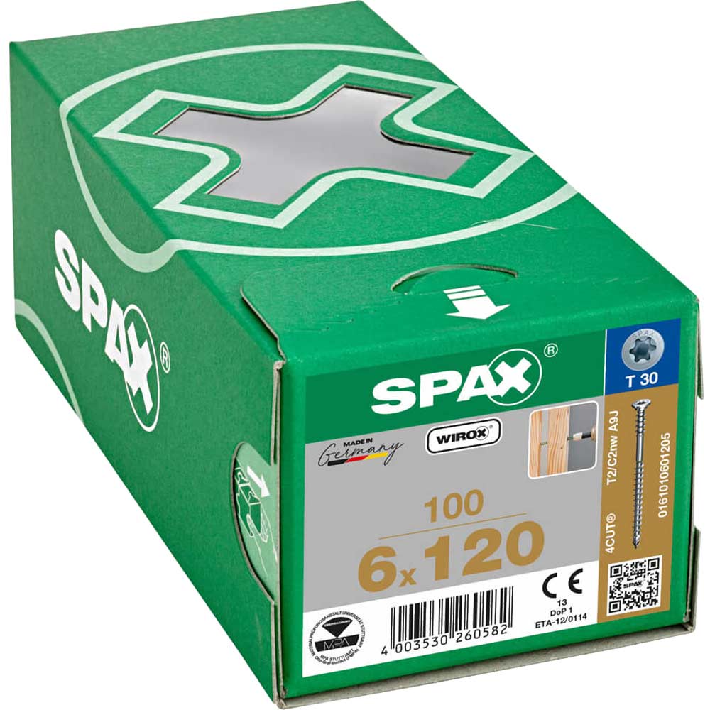 Image of Spax Wirox T Star Plus Flat Frame Adjusting Wood Screws 6mm 120mm Pack of 100