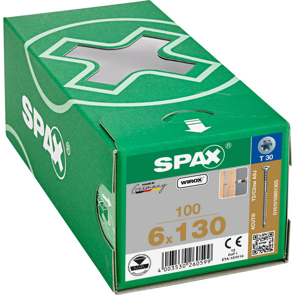 Image of Spax Wirox T Star Plus Flat Frame Adjusting Wood Screws 6mm 130mm Pack of 100