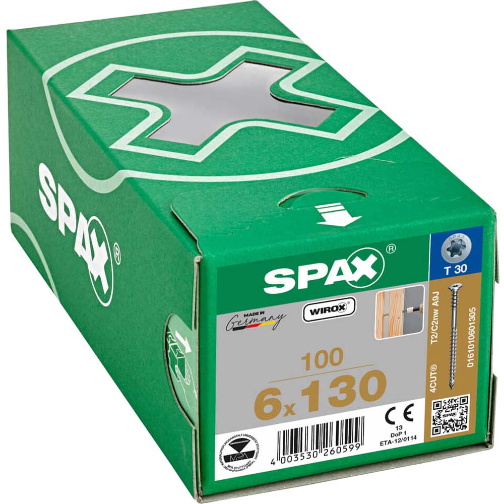 Image of Spax Wirox T Star Plus Flat Frame Adjusting Wood Screws 6mm 130mm Pack of 100