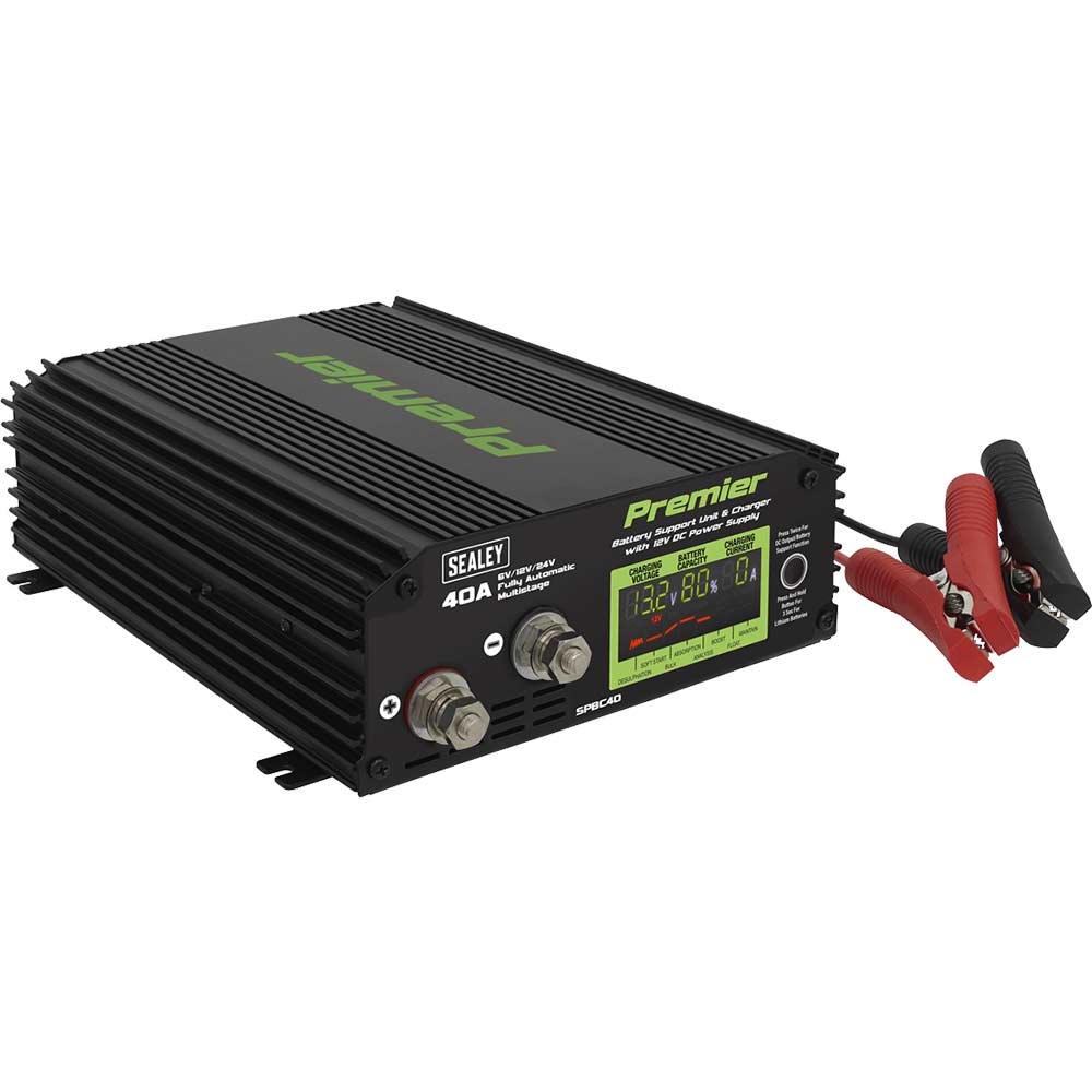 Image of Sealey SPBC40 Battery Support Unit and Charger 40 Amp