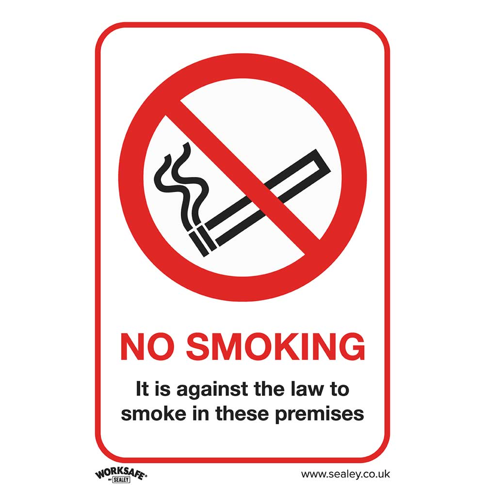 Sealey Self Adhesive Vinyl No Smoking On Premises Sign 150mm 210mm Standard in UK Specification