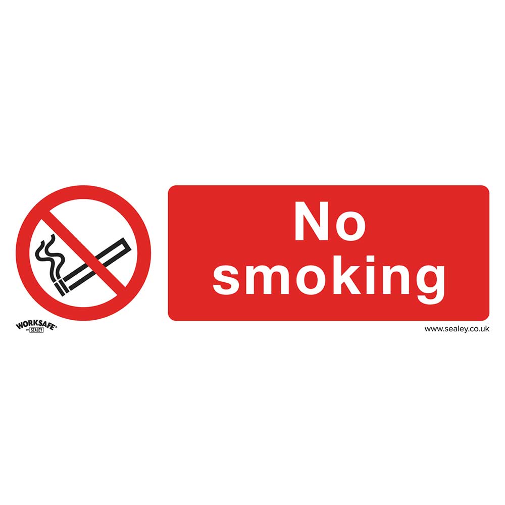Sealey Self Adhesive Vinyl No Smoking Sign Pack of 10 300mm 100mm Standard in UK Specification