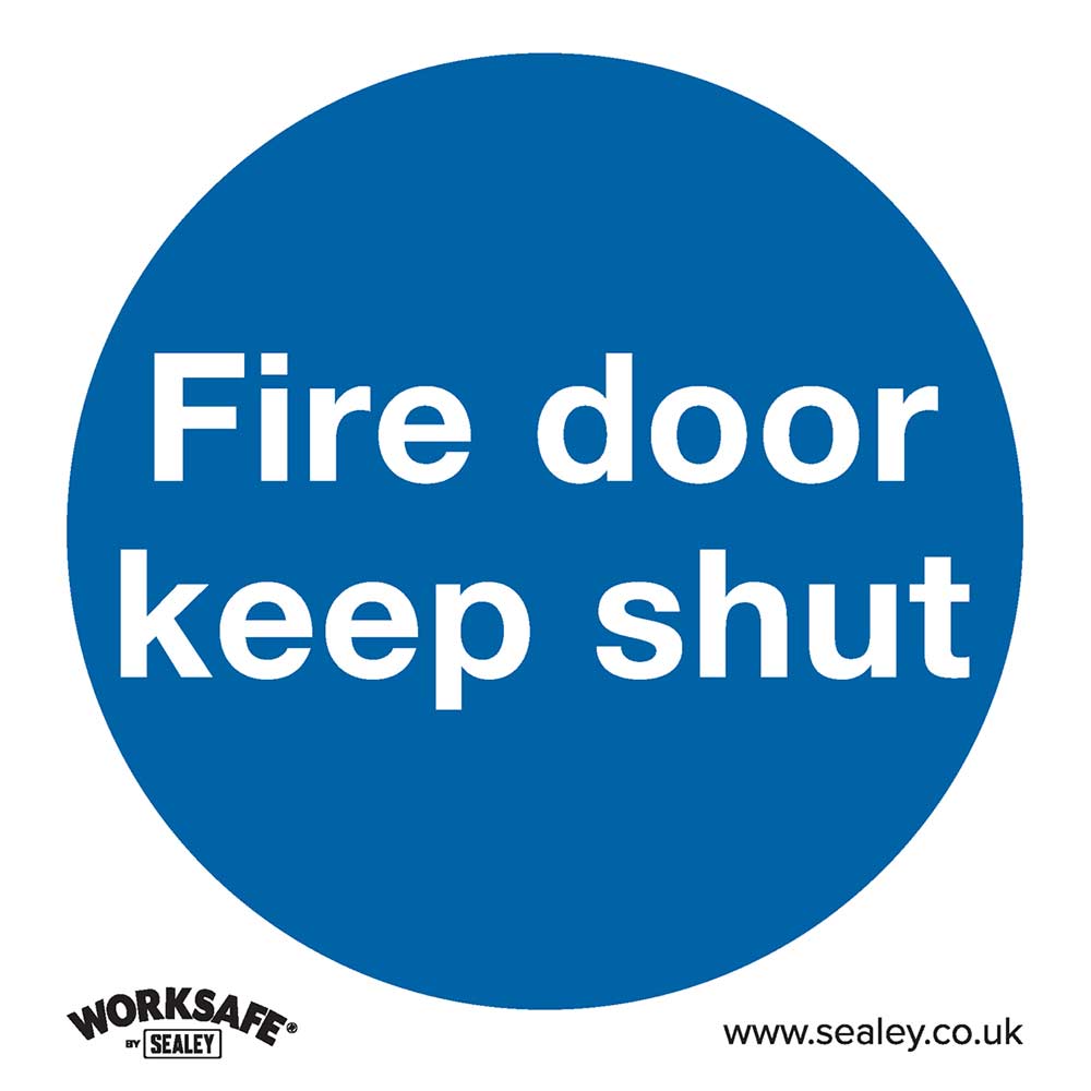 Image of Sealey Self Adhesive Vinyl Fire Door Keep Shut Sign Pack of 10 80mm 80mm Standard