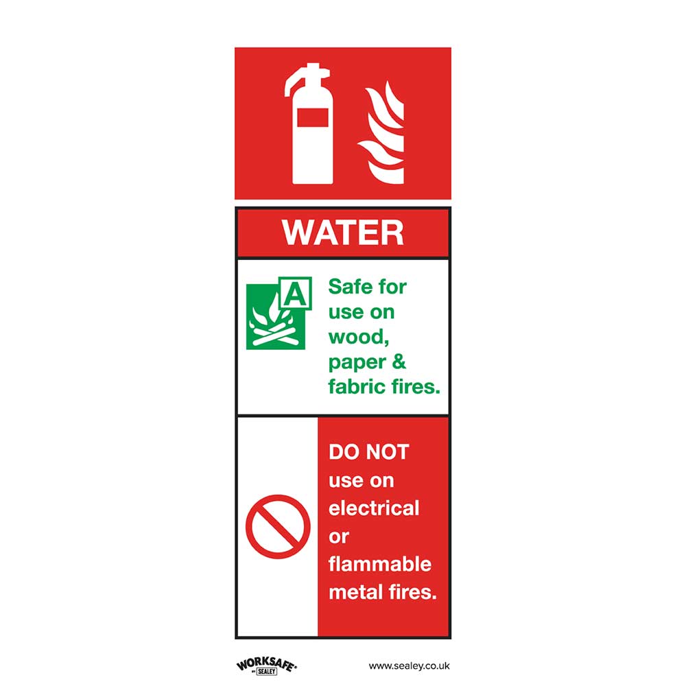 Image of Sealey Self Adhesive Vinyl Water Fire Extinguisher Sign 75mm 210mm Standard