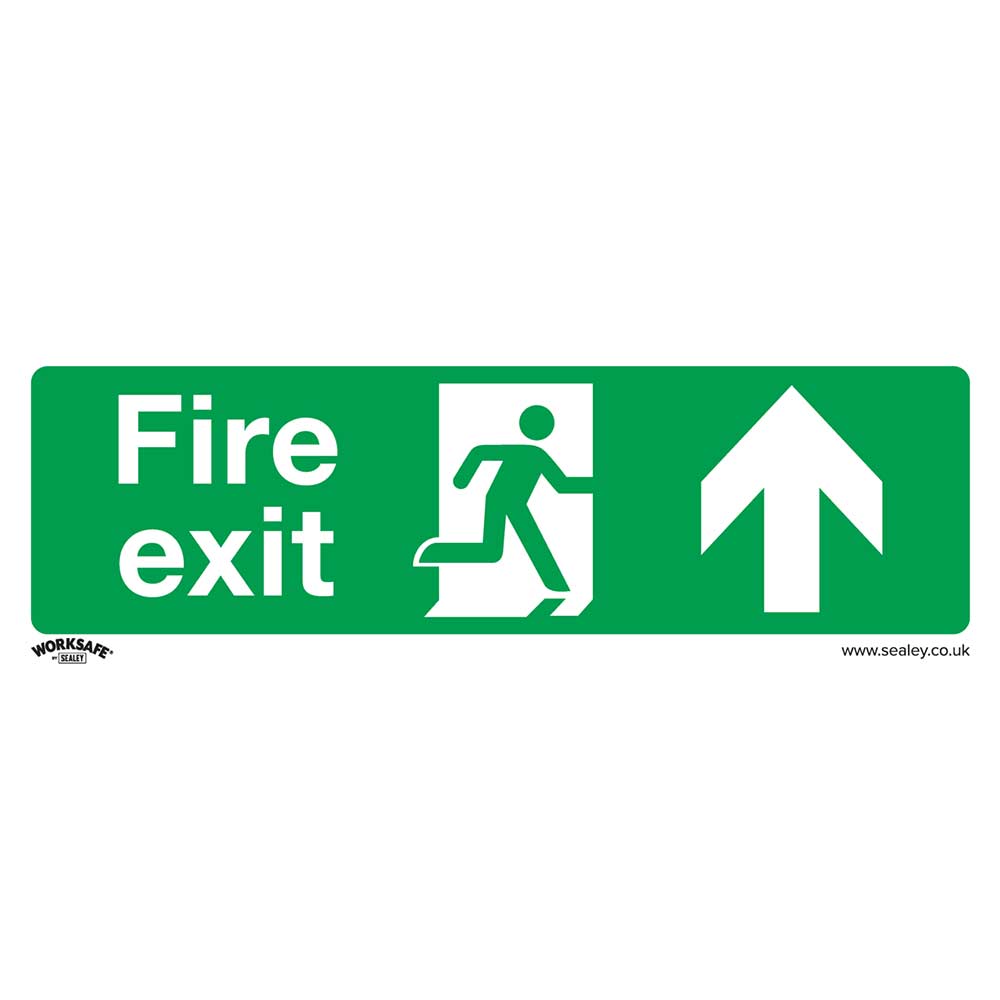 Sealey Self Adhesive Vinyl Fire Exit Arrow Up Sign Pack of 10 300mm 100mm Standard in UK Specification