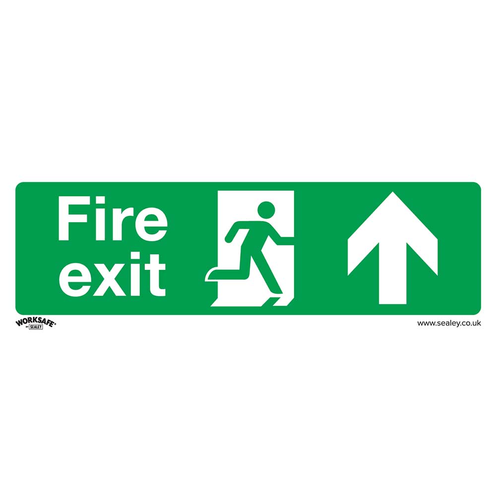 Sealey Self Adhesive Vinyl Fire Exit Arrow Up Sign 300mm 100mm Standard in UK Specification