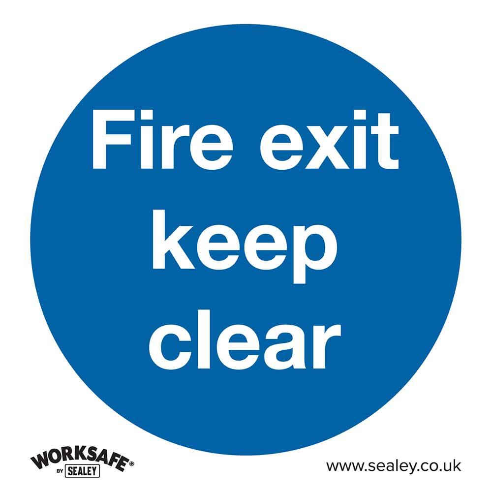 Image of Sealey Self Adhesive Vinyl Fire Exit Keep Clear Sign Pack of 10 200mm 200mm Standard