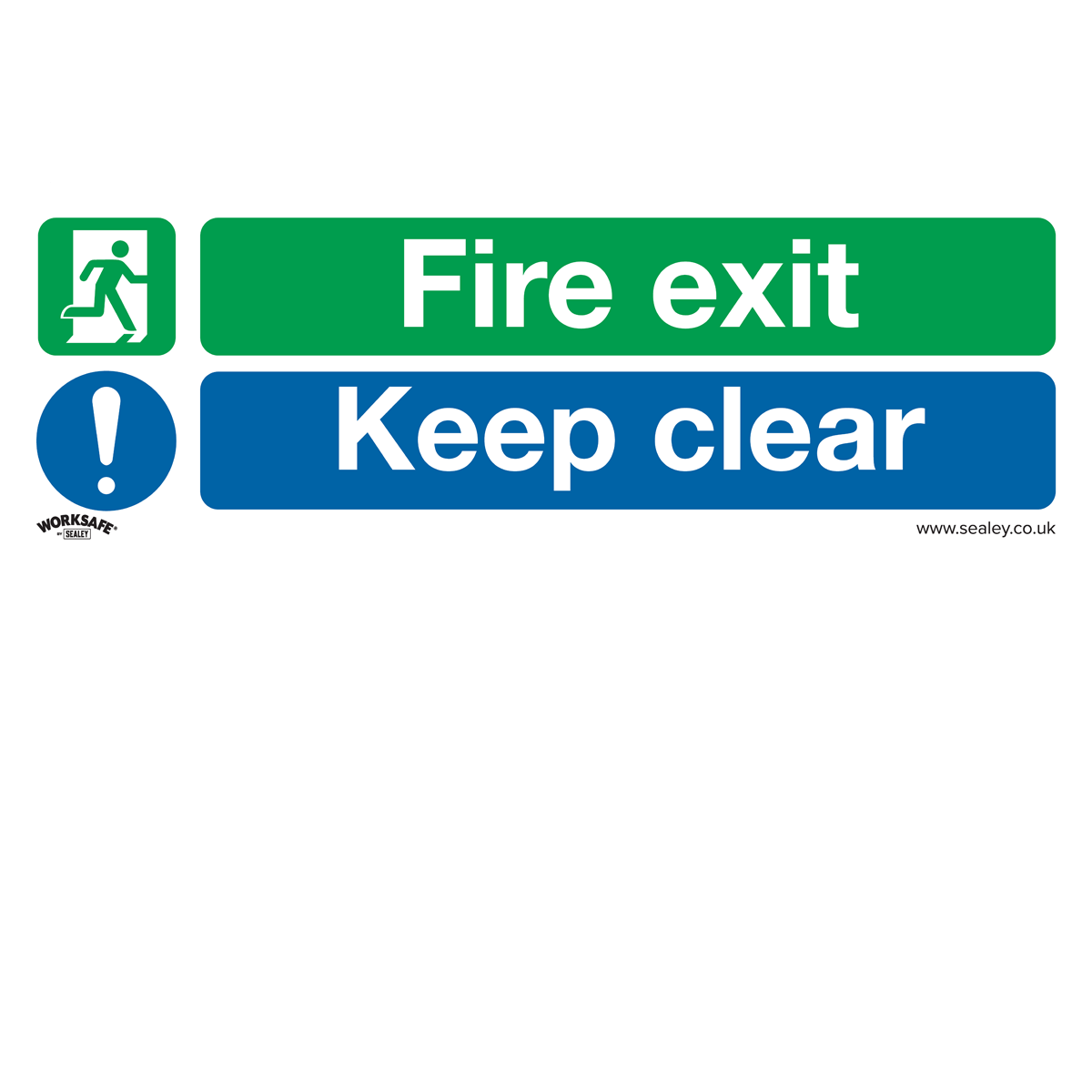 Sealey Rigid Plastic Fire Exit Keep Clear Large Sign Pack of 10 600mm 200mm Standard