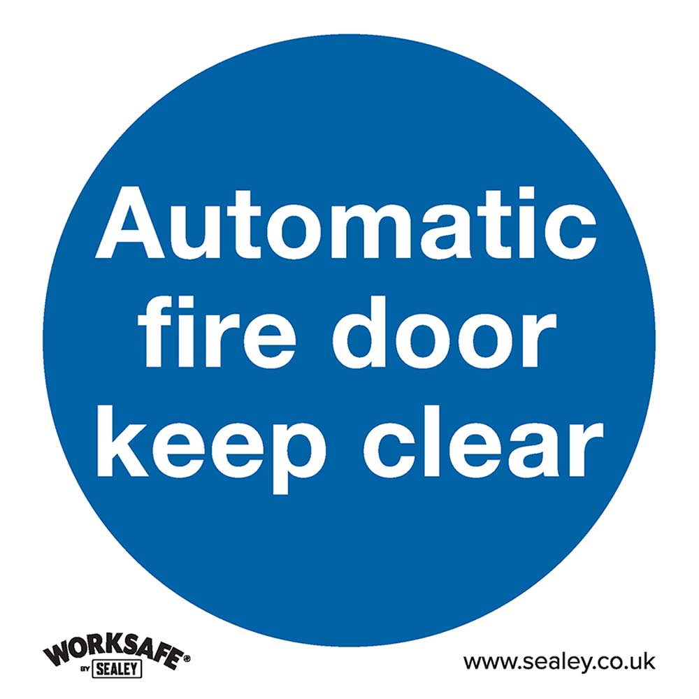 Image of Sealey Self Adhesive Vinyl Automatic Fire Door Keep Clear Sign 80mm 80mm Standard
