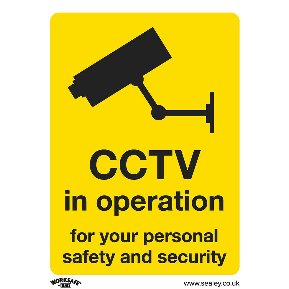 Image of Sealey Rigid Plastic CCTV in Operation Sign Pack of 10 75mm 100mm Standard