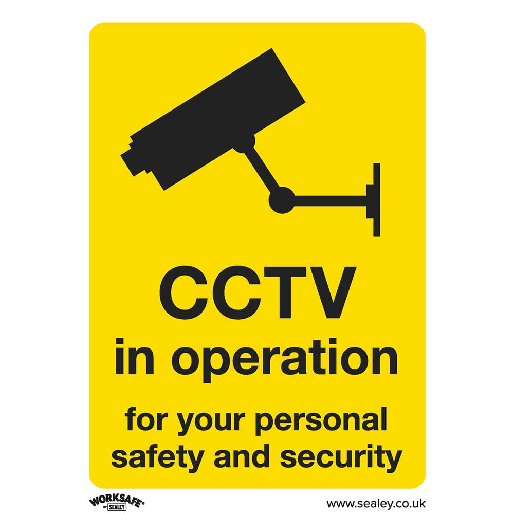 Image of Sealey Self Adhesive Vinyl CCTV in Operation Sign Pack of 10 75mm 100mm Standard