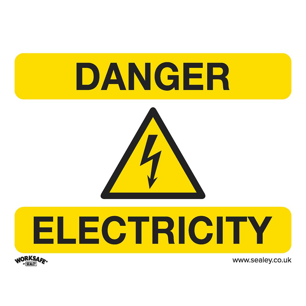 Image of Sealey Self Adhesive Vinyl Danger Electricity Sign 100mm 75mm Standard