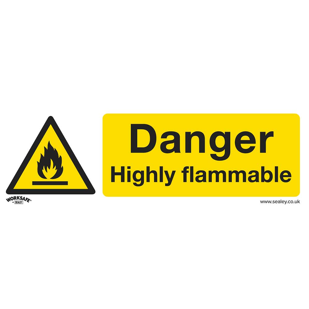Image of Sealey Self Adhesive Vinyl Danger Highly Flammable Sign Pack of 10 300mm 100mm Standard