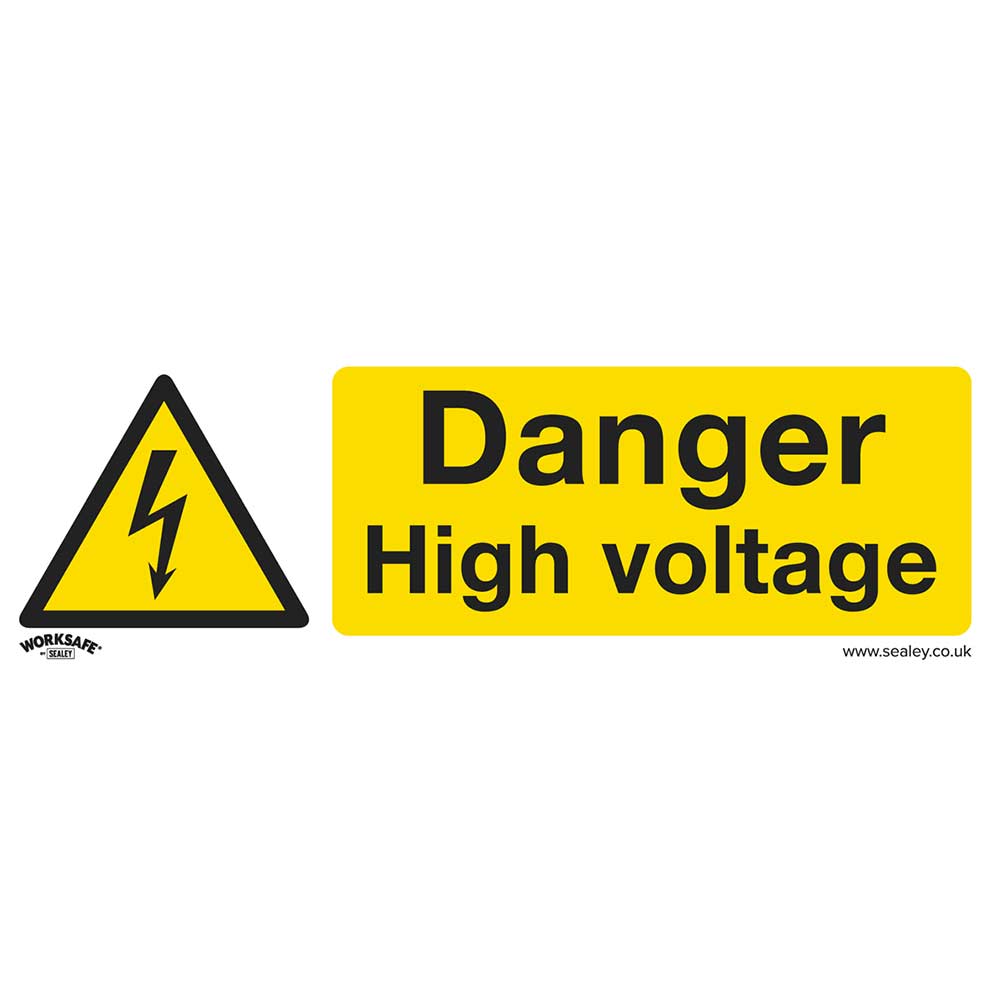 Image of Sealey Self Adhesive Vinyl Danger High Voltage Sign Pack of 10 300mm 100mm Standard