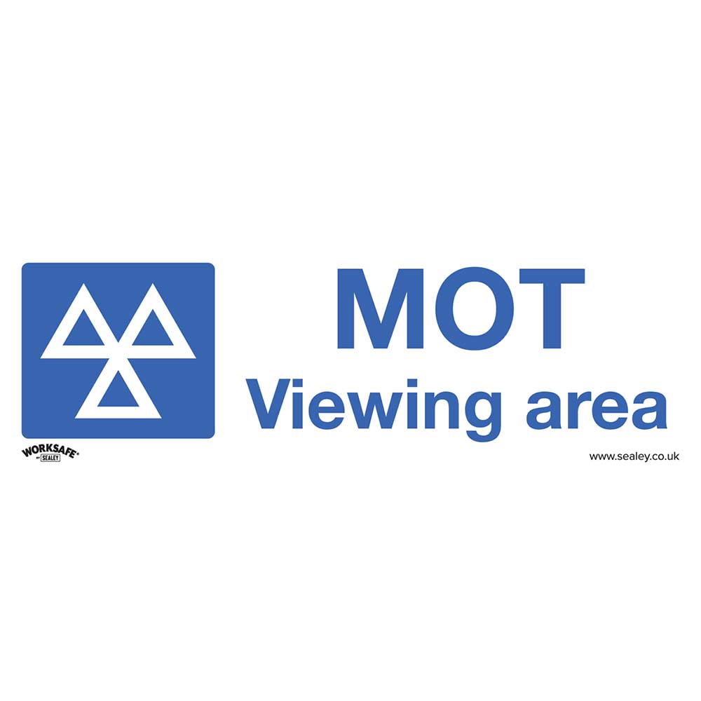 Sealey Rigid Plastic MOT Viewing Area Sign 300mm 100mm Standard in UK Specification