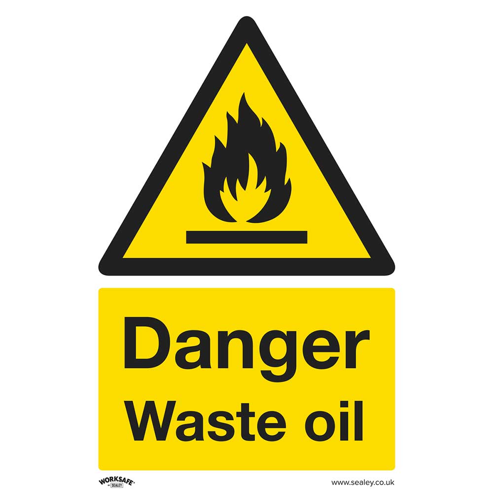 Image of Sealey Rigid Plastic Danger Waste Oil Sign