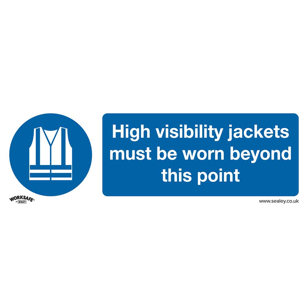 Sealey Rigid Plastic High Visibility Jackets Sign 300mm 100mm Standard in UK Specification