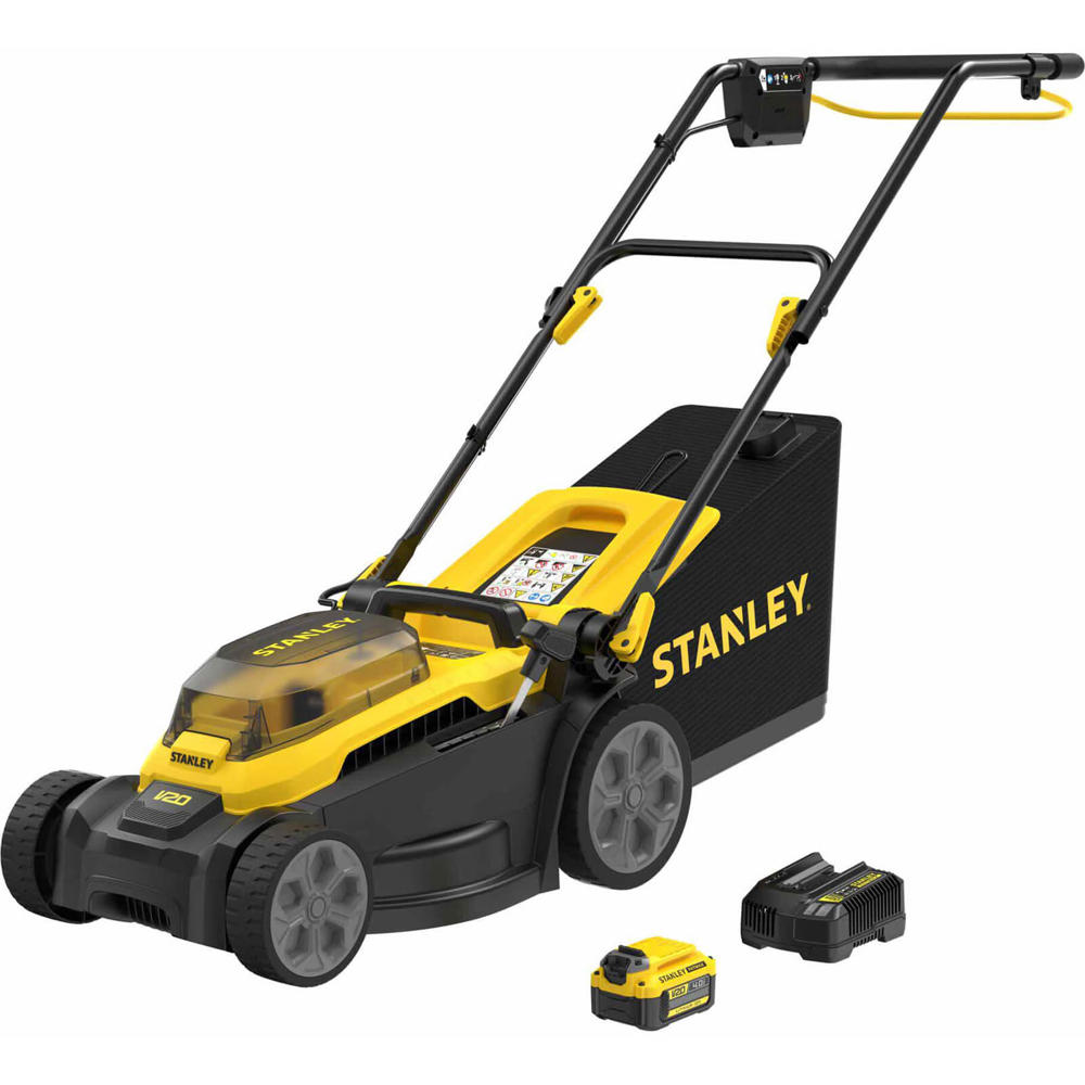 Stanley FatMax V20 SCMWP340 18v Cordless Rotary Lawnmower 340mm 1 x 4ah Li-ion Battery Charger