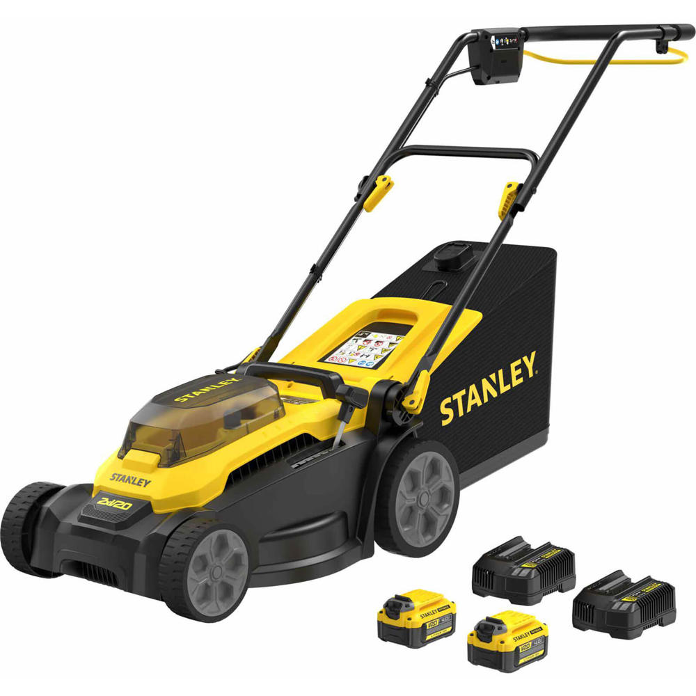 Stanley FatMax V20 SCMWP3701 36v Cordless Rotary Lawnmower 370mm 2 x 4ah Li-ion Battery Charger